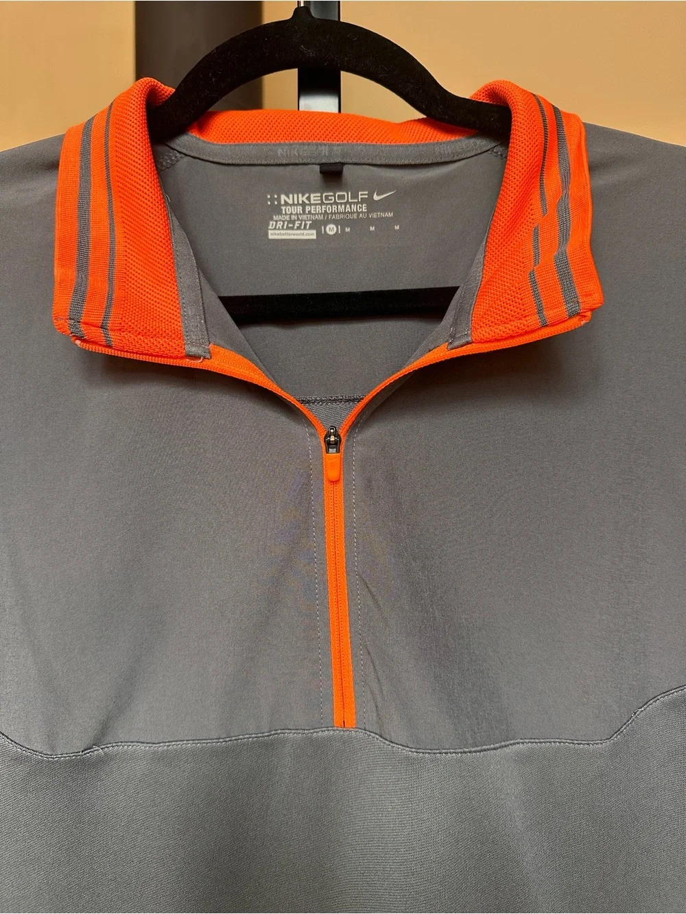 #284- Nike Golf Tour Performance Men’s Gray with Orange Trim Sleeveless Vest